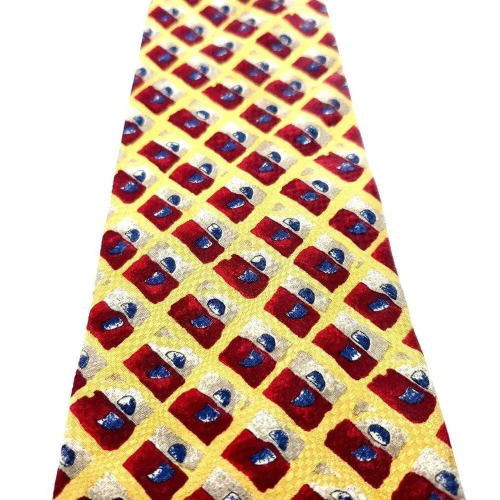 Altea Light Yellow Silk Tie‎ Woven Geometric Knit